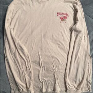 Billabong Off-White Long Sleeve Tee with Red Logo